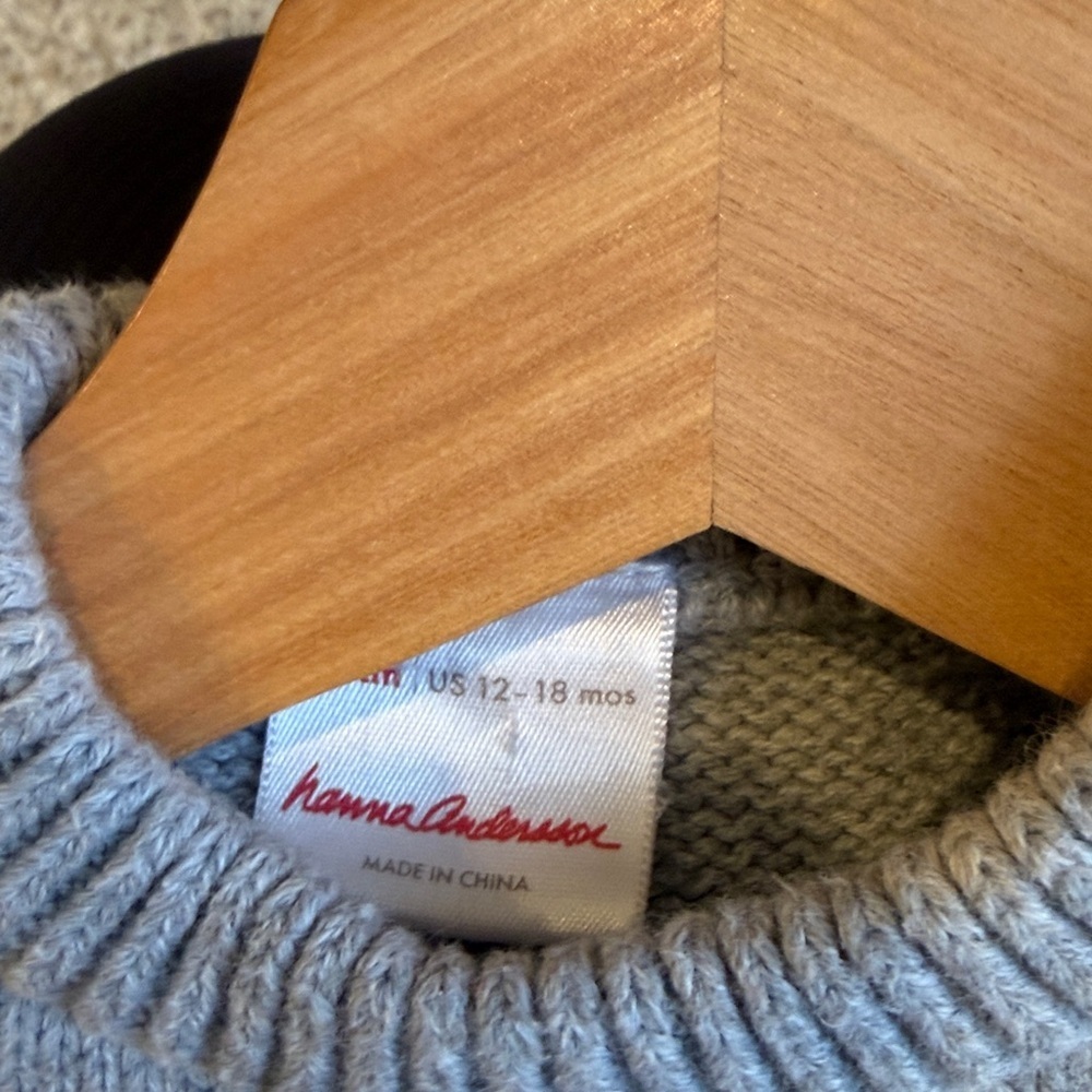 Hanna Andersson Girls Gray Mouse Design Kids Sweater - Picture 4 of 5